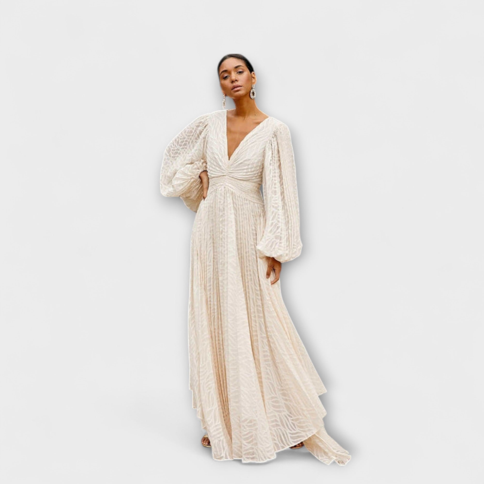 Elsa - Crèmekleurige Maxi-jurk van Allegory
