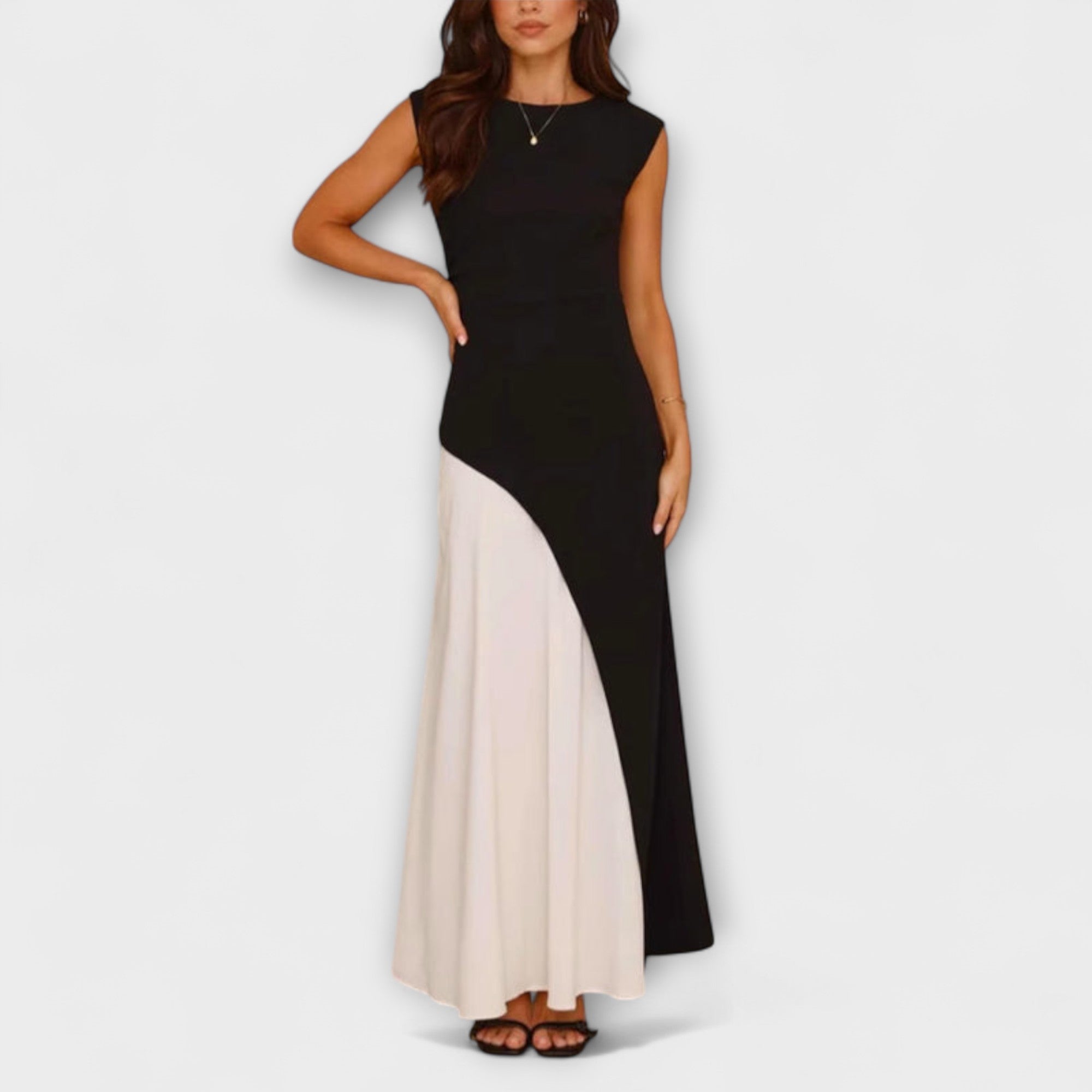 Isabel - Monochrome kleurblok taillejurk