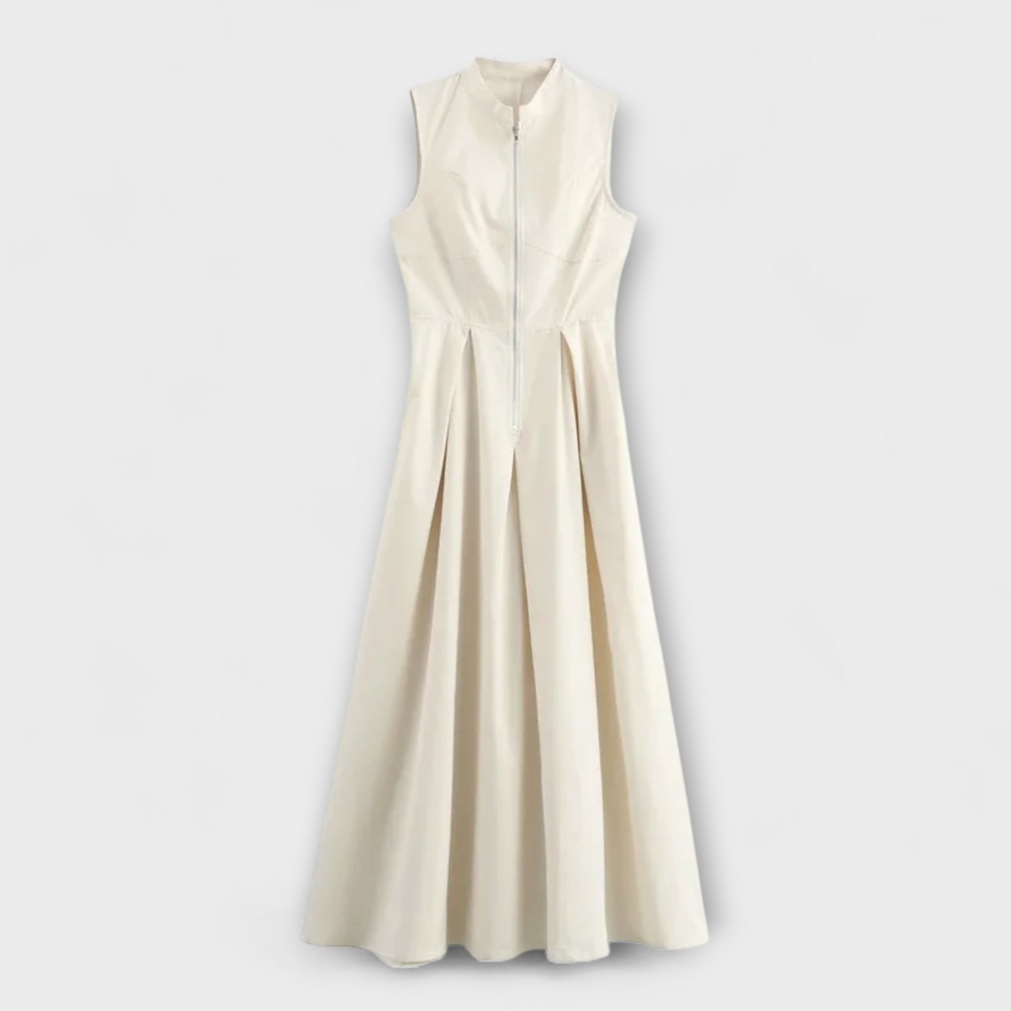 Ärmelloses plissiertes figurbetontes Midikleid