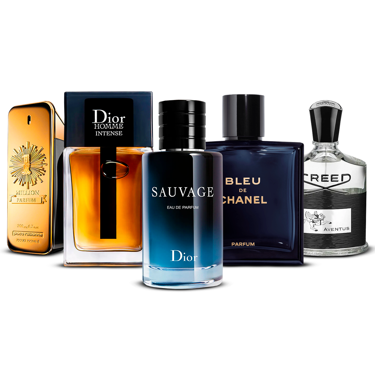 남성용 향수 5종 세트 – 1 Million, Dior Homme Intense, Sauvage, Bleu de Chanel, Creed Aventus [각 100 ml]