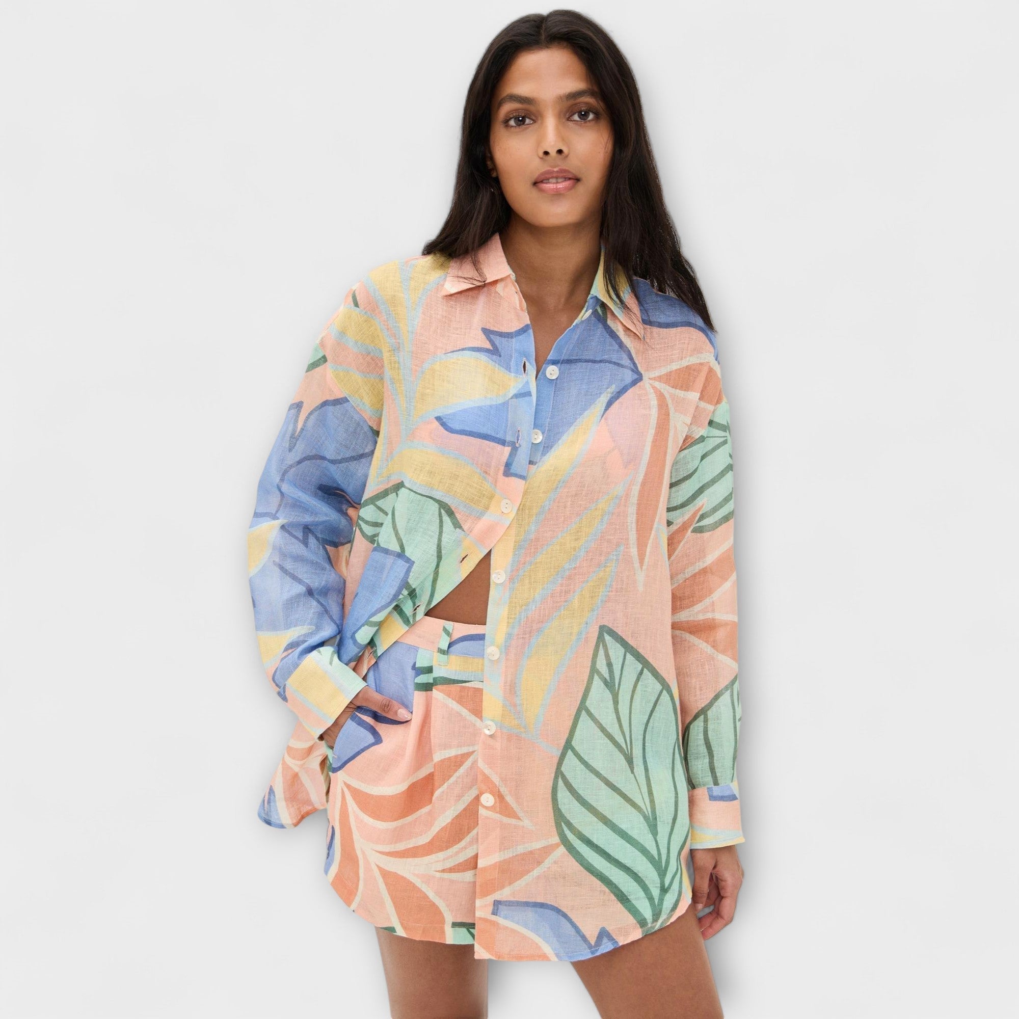 Mary - Completo corto con stampa di foglie tropicali di Playa Boyfriend