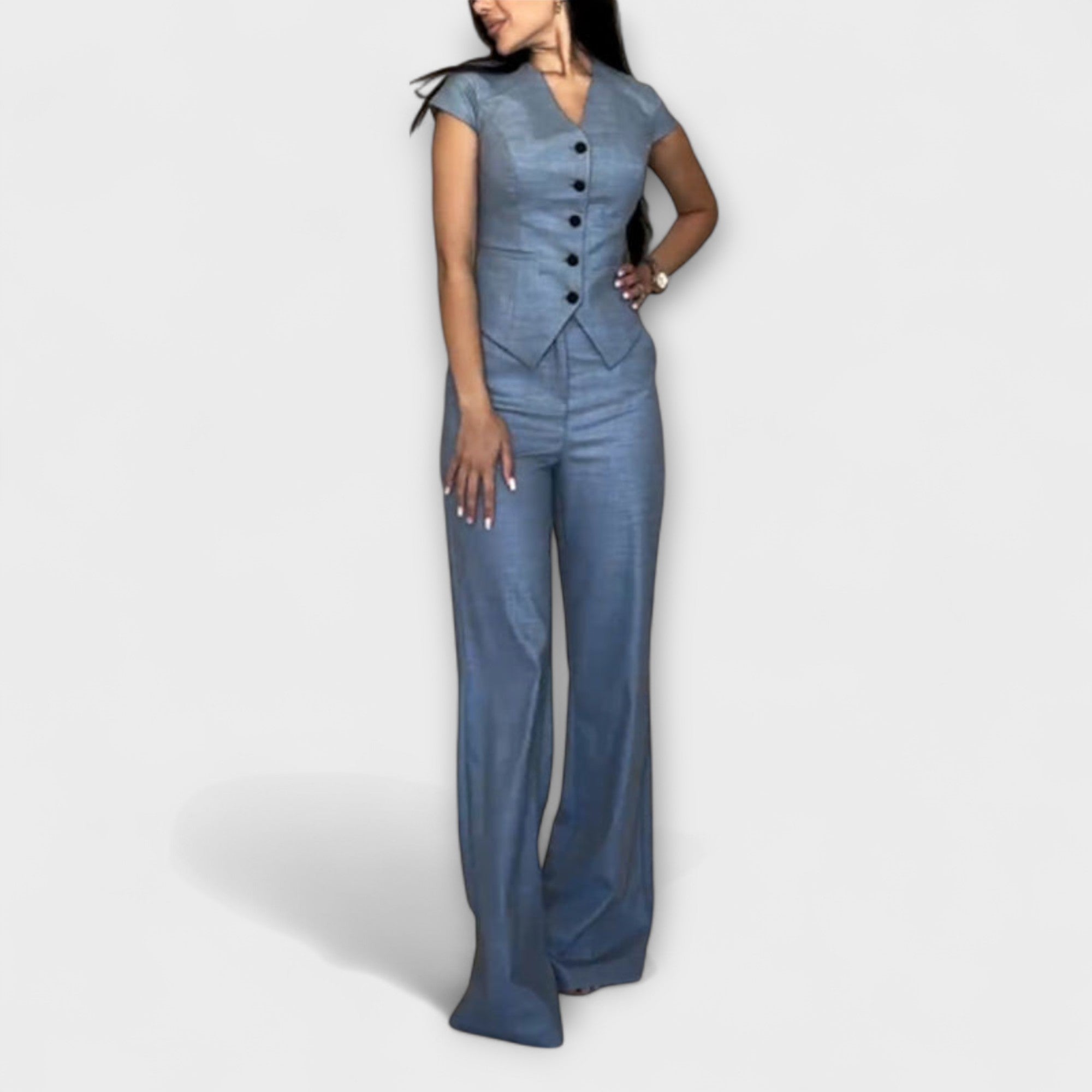 Ivy - Set elegante con top a scollo a V e pantaloni