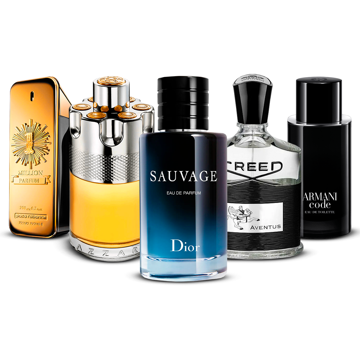 남성용 향수 5종 세트 – 1 Million, Azzaro Wanted, Sauvage, Creed Aventus, Armani Code [각 100 ml]