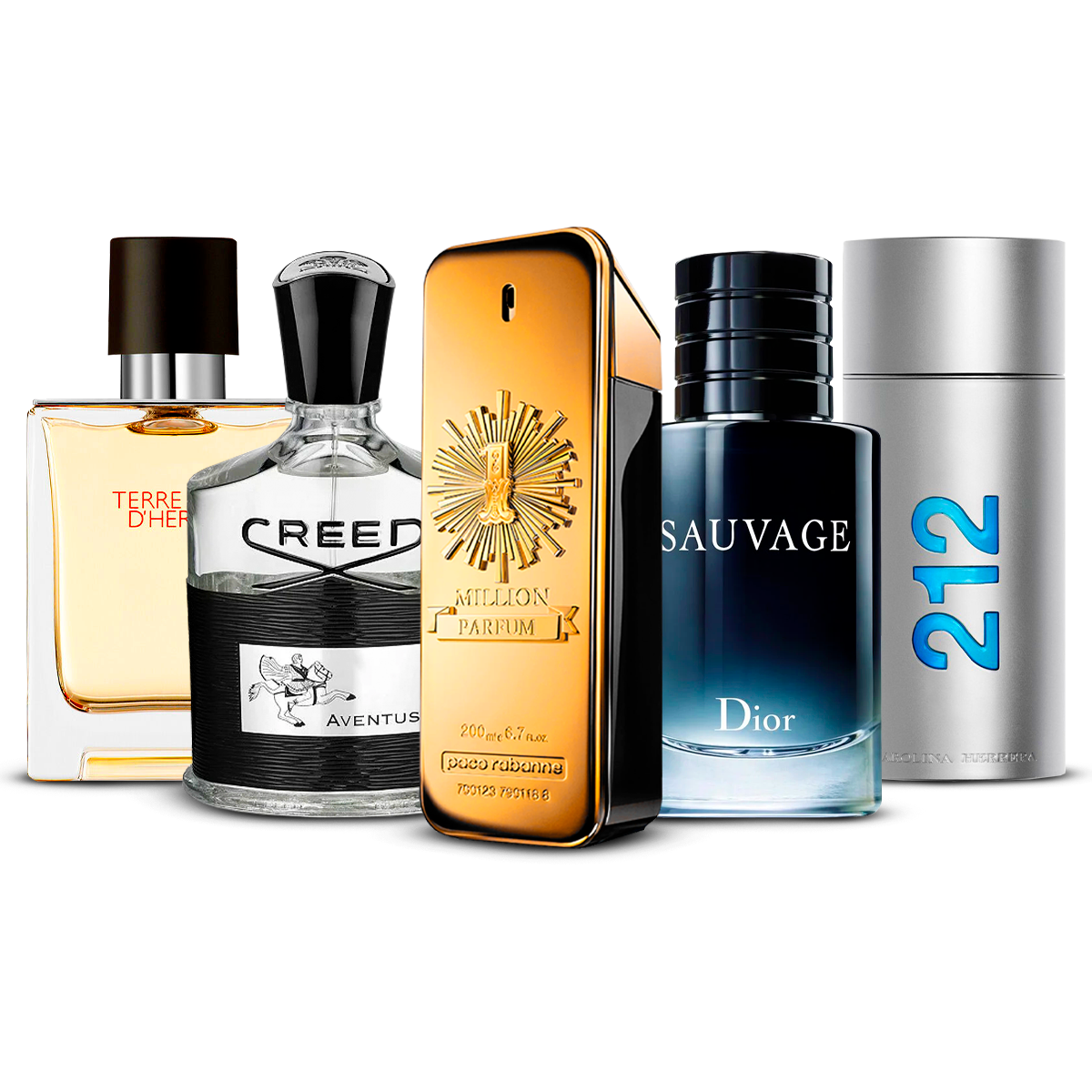 남성용 향수 5종 세트 – Terre d'Hermès, Creed Aventus, 1 Million, Sauvage, 212 Men [각 100 ml]