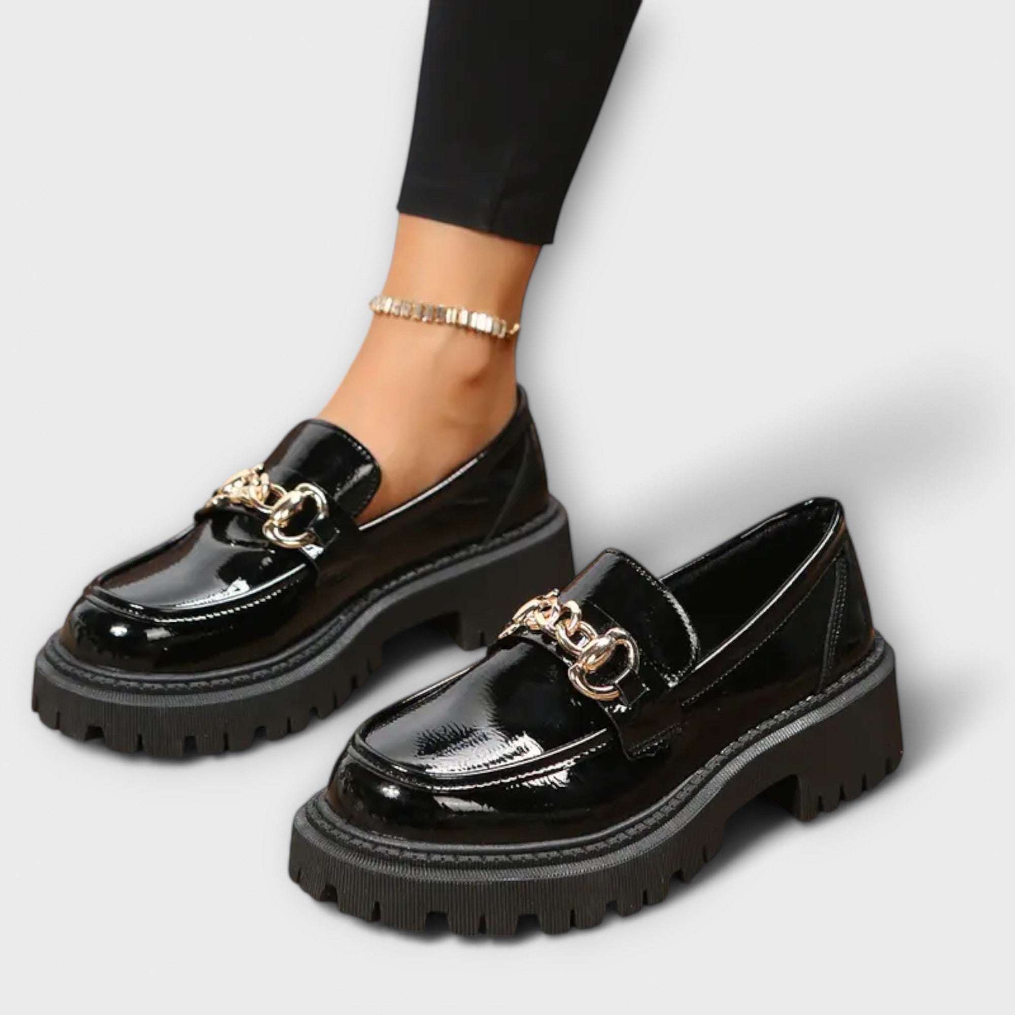 Trendige Damen-Plateau-Loafer mit Schnalle